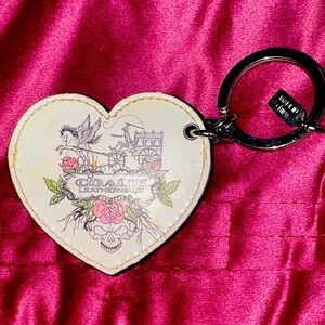 Coach White Heart Leather Key, pic frame Holder. Pegasus, skull, carriage. Rare!